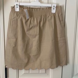 J Crew tan scalloped skirt